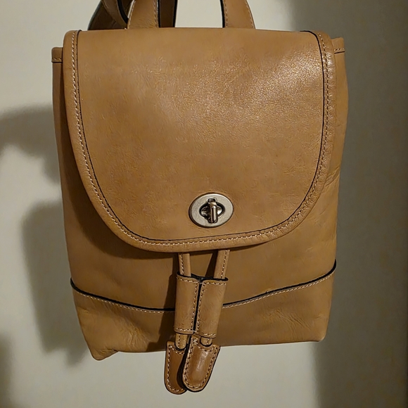Coach Tan Leather Backpack - Picture 10 of 13